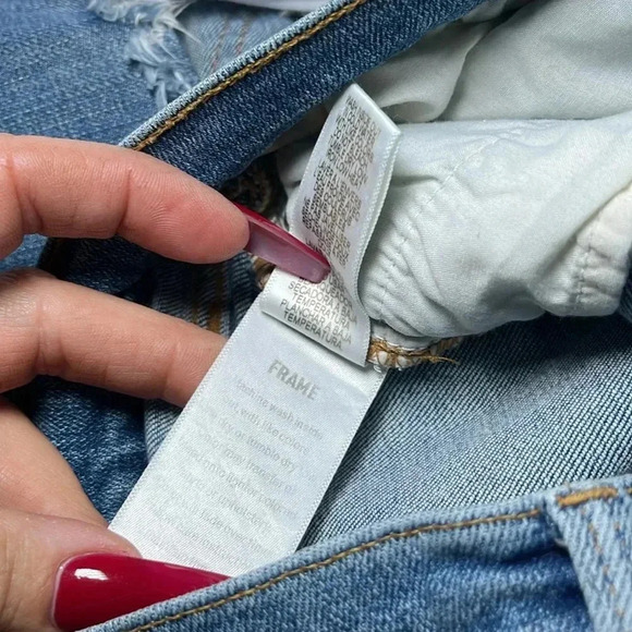 Frame Denim Le High Straight Distressed Jeans Straight Leg Medium Light Wash - Picture 8 of 15